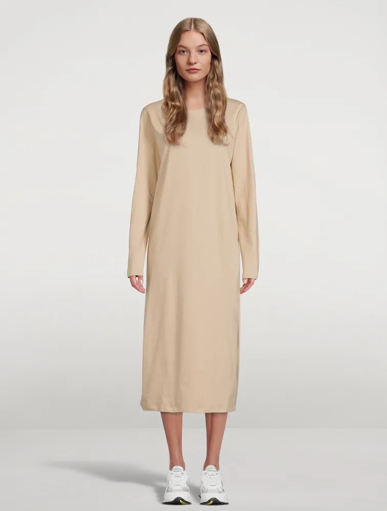 The Boxy Organic Cotton Long-Sleeve T-Shirt Midi Dress