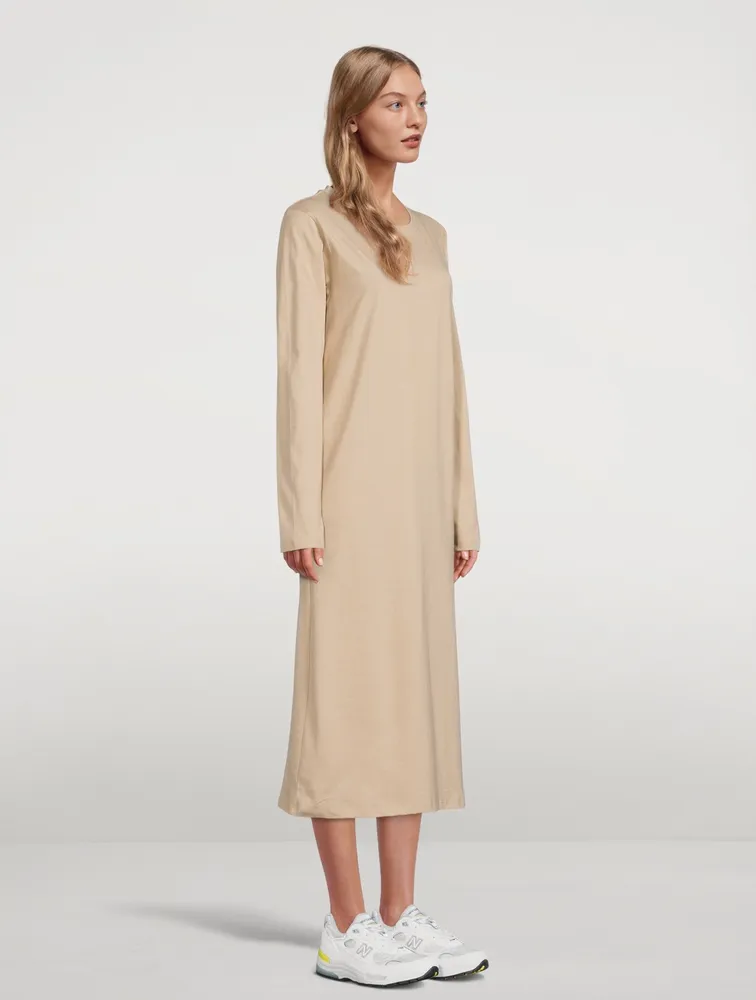 The Boxy Organic Cotton Long-Sleeve T-Shirt Midi Dress