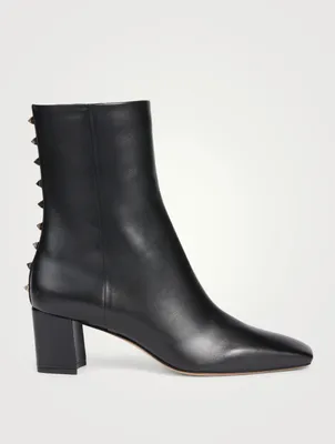 Rockstud Leather Heeled Ankle Boots