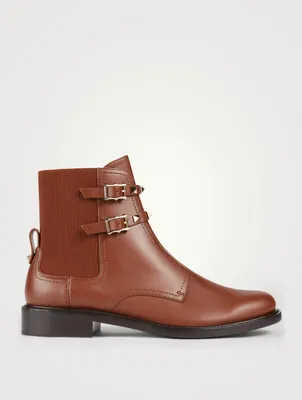 Rockstud Leather Chelsea Boots