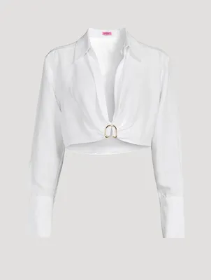 Thebes Cropped Shirt With Brooch Detail