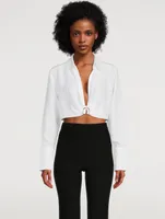 Thebes Cropped Shirt With Brooch Detail