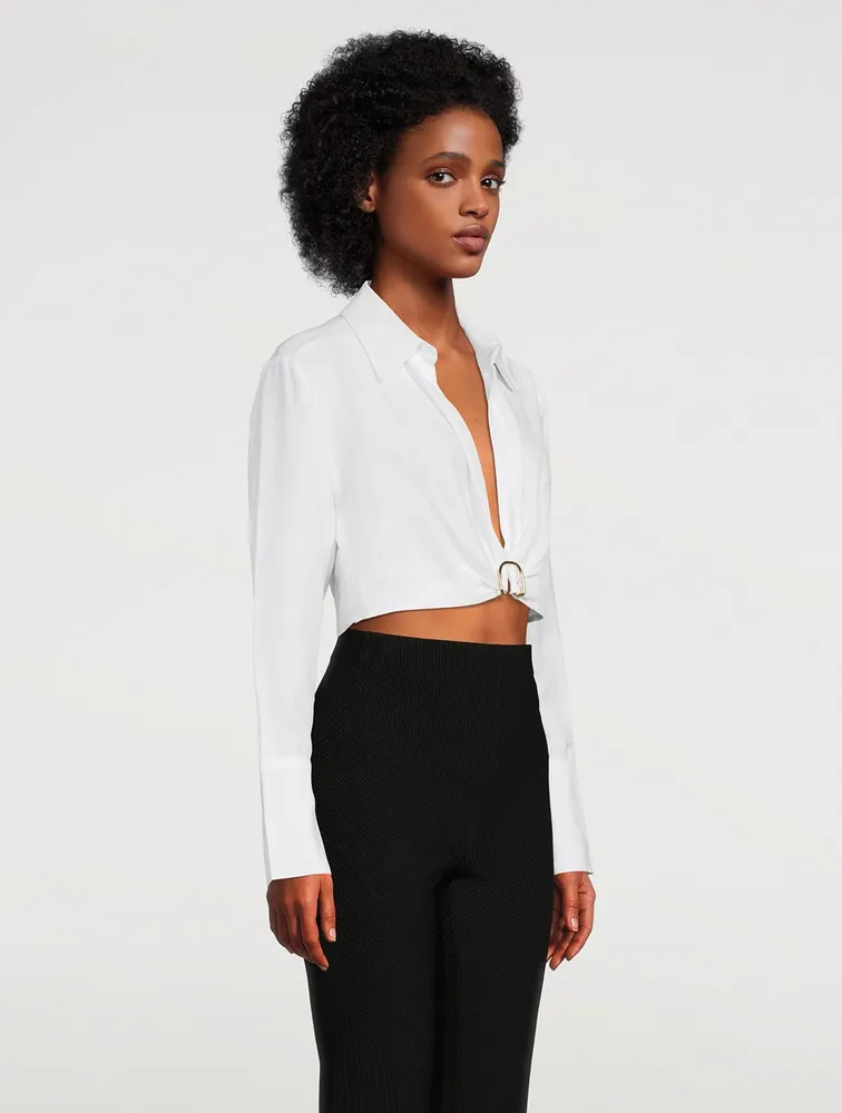 Thebes Cropped Shirt With Brooch Detail