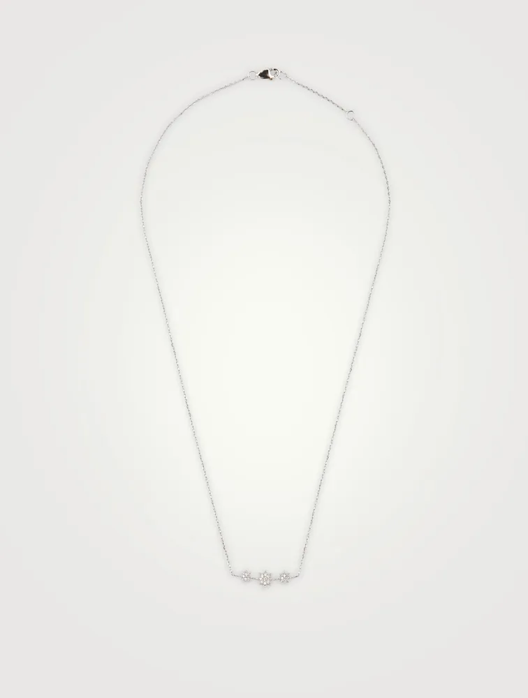 Aztec Silver North Star Micro Bar Necklace With White Sapphire