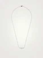 Aztec Silver North Star Micro Bar Necklace With White Sapphire