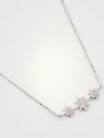 Aztec Silver North Star Micro Bar Necklace With White Sapphire