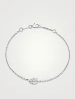 Small 18K White Gold Palm Leaf Bracelet With Diamonds