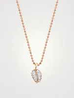 Small 18K Rose Gold Palm Leaf Necklace With Diamonds