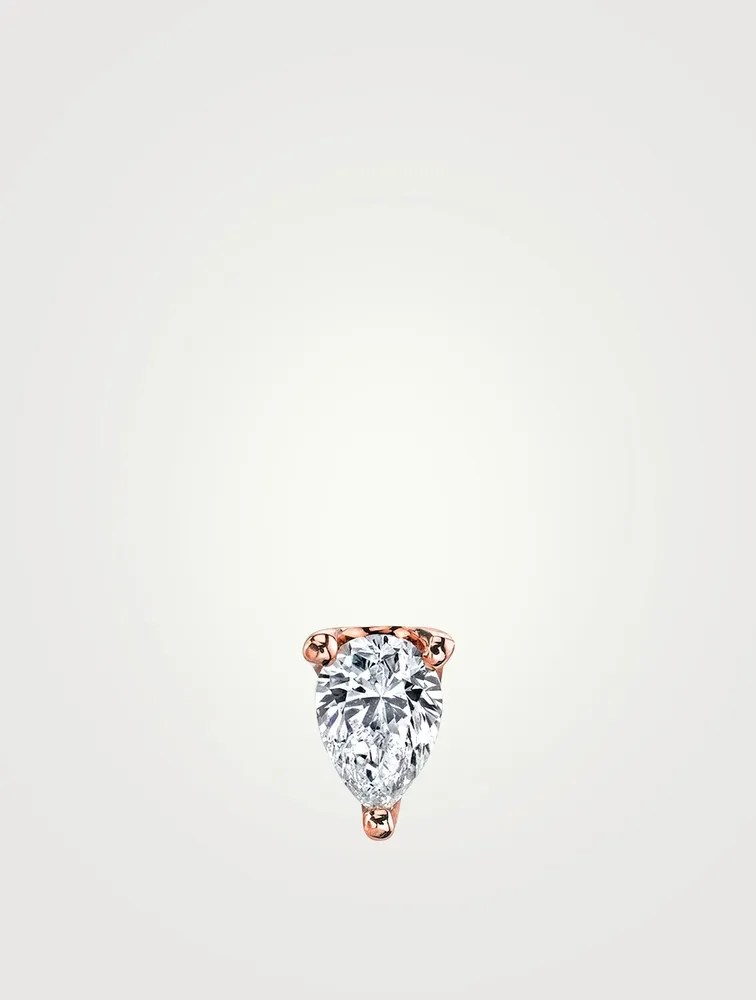 18K Rose Gold Pear Diamond Stud Earring