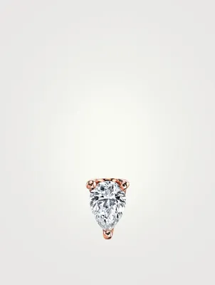 18K Rose Gold Pear Diamond Stud Earring