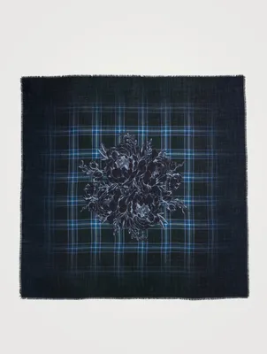 Wool Square Scarf In Tartan Print