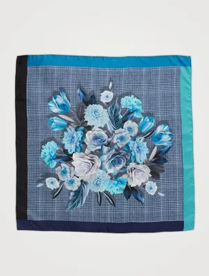 Silk Square Scarf In Floral Print