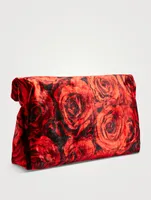Velvet Clutch In Rose Print