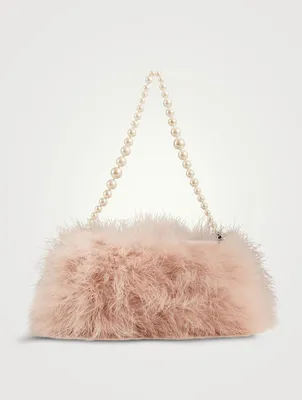 Feather Shoulder Bag With Pearl Handle