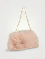 Feather Shoulder Bag With Pearl Handle