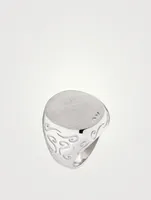 Ara Polished Silver Oval Signet Ring
