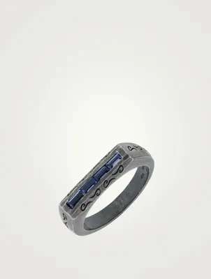 Ara Silver Baguette Ring With Iolite