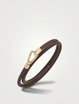 Lash 18K Yellow Gold Vermeil Double Leather Cord Bracelet