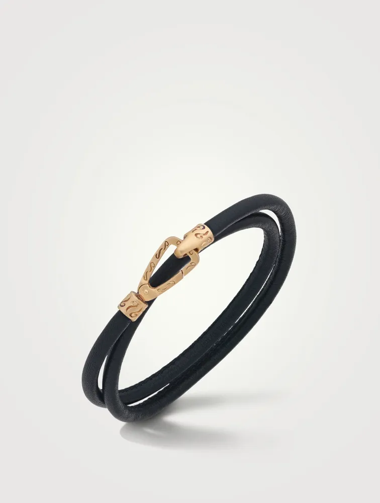 Lash Matte 18K Yellow Gold Vermeil Double Leather Cord Bracelet