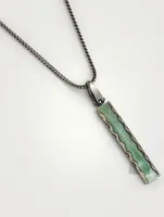 Ara Silver Rectangular Pendant Necklace With Green Aventurine