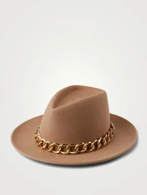 Blaine Wool Fedora Hat With Chain