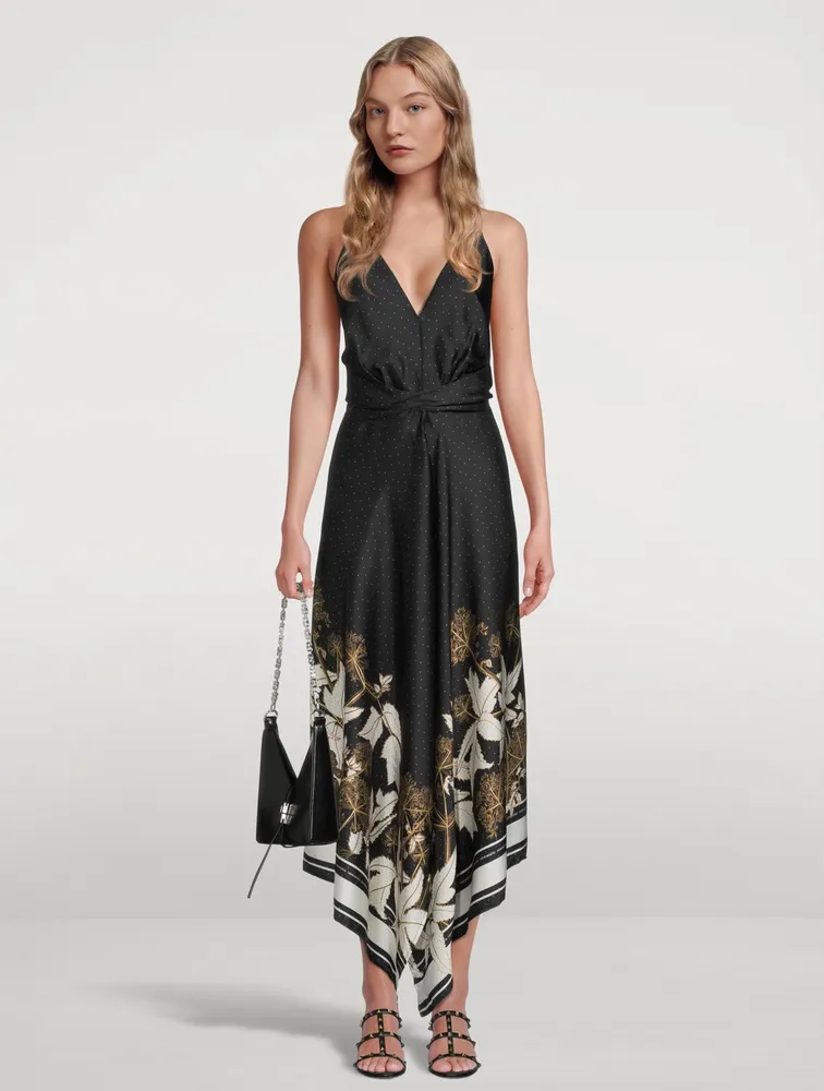 Teagan Printed Satin Midi Dress