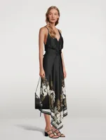 Teagan Printed Satin Midi Dress