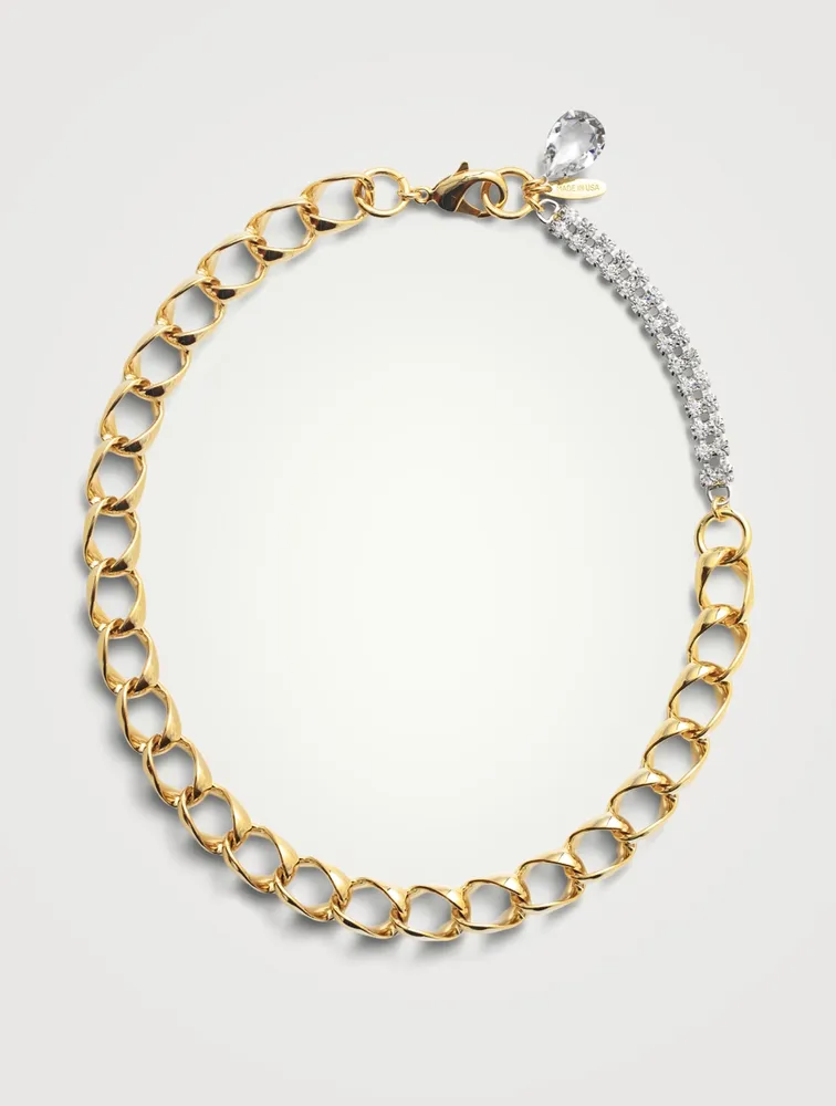 20K Gold Plated Giant Chain Necklace With Crystals