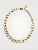 20K Gold Plated Giant Chain Necklace With Crystals