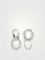 Asymmetrical Giant Chain And Crystal Chain Link Earrings With Crystals