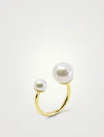 20K Gold Plated Ear Cuff Ring With Faux Pearls