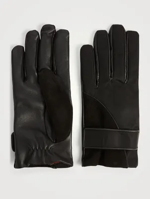 Leather Smartphone Gloves With Cashmere Lining