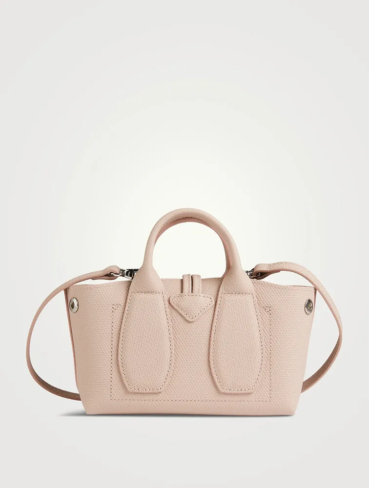 Longchamp XS Roseau Leather top handle bag color powder