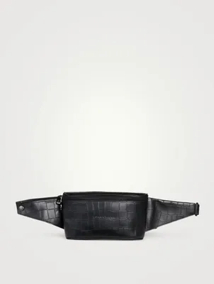 Croc-Embossed Leather Belt Bag