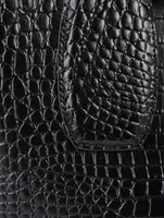 Medium Roseau Croc-Embossed Leather Top Handle Bag