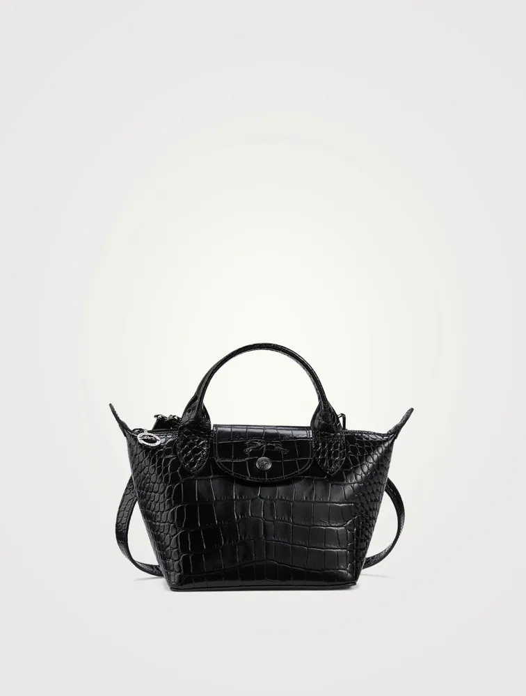 XS Le Pliage Croc-Embossed Leather Top Handle Bag