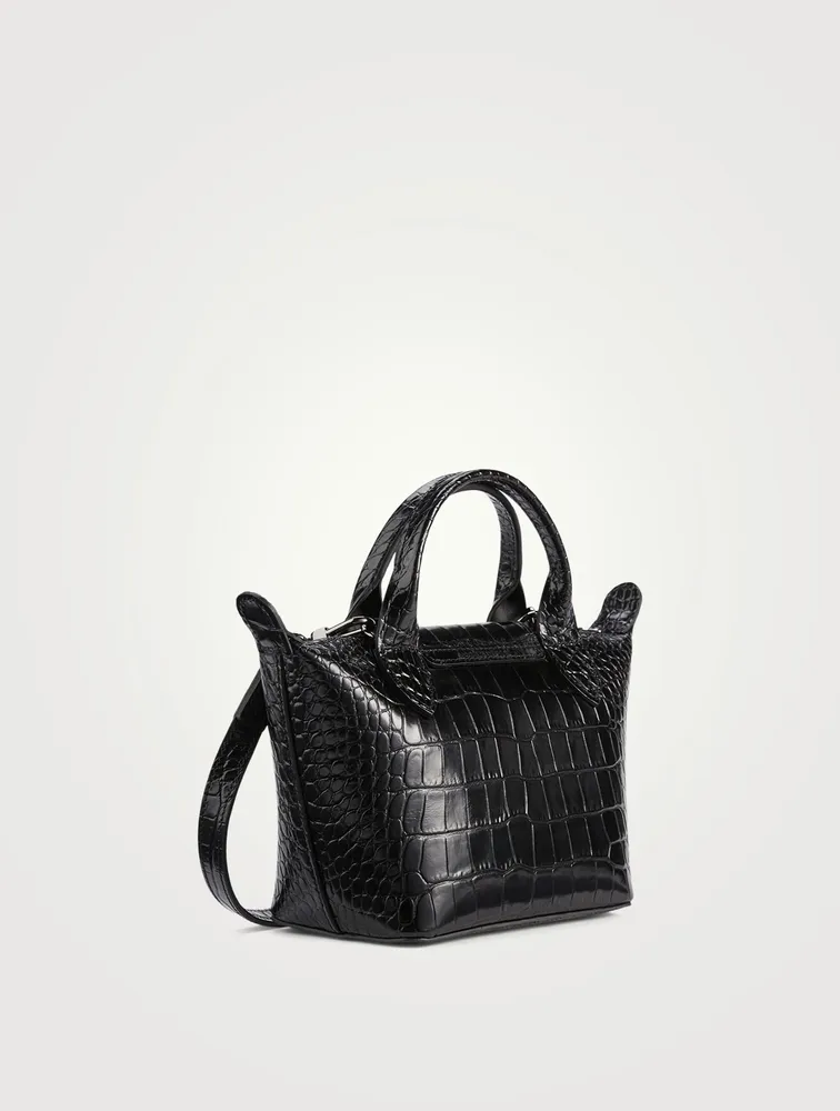 XS Le Pliage Croc-Embossed Leather Top Handle Bag