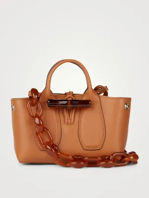 XS Roseau Leather Top Handle Bag With Acetate Chain