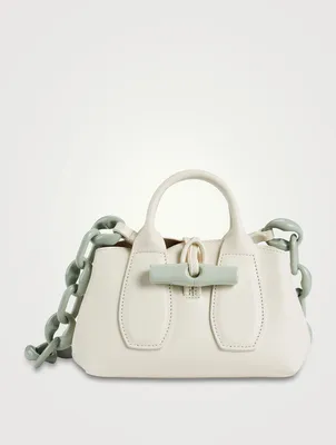 XS Roseau Leather Top Handle Bag With Acetate Chain