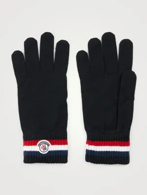 Wool Gloves With Tricolour Stripe