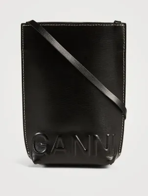 Banner Recycled Leather Crossbody Phone Bag