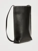 Banner Recycled Leather Crossbody Phone Bag