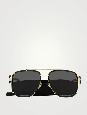 Square Aviator Sunglasses With Strap