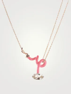 Baby Vine Curl Pendant Necklace With Rock Crystal