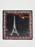 Silk Scarf In Eiffel Tower Yuletide Print