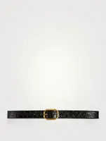 Crocodile Embossed Leather Belt