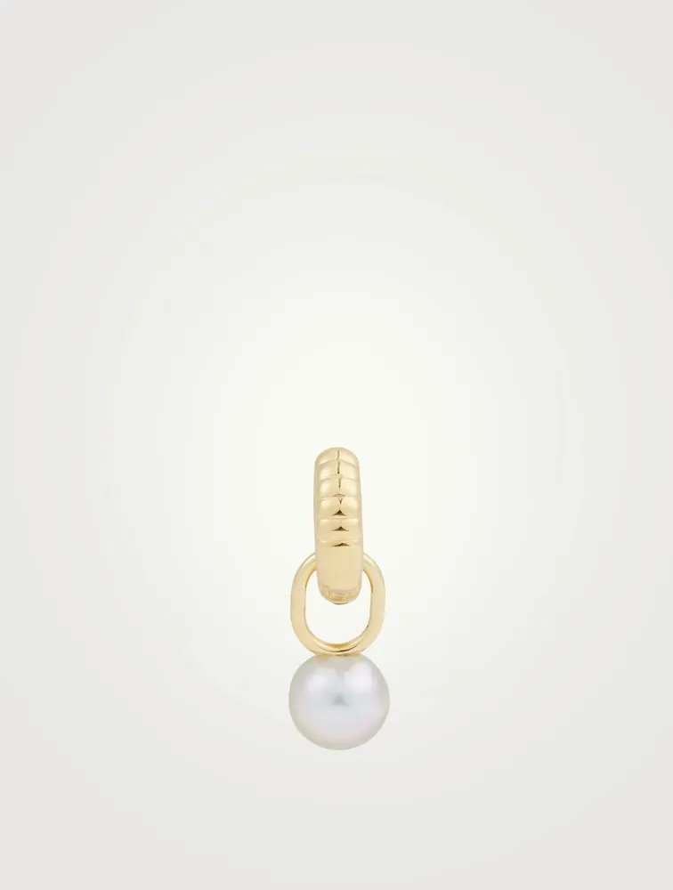 Blue Goldplated Mountain Huggie Earring With Pearl