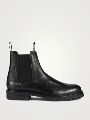 Pebbled Leather Chelsea Boots