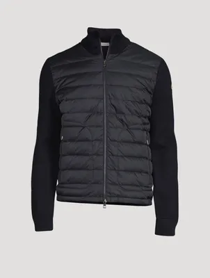 Wool-Blend Quilted Zip Cardigan