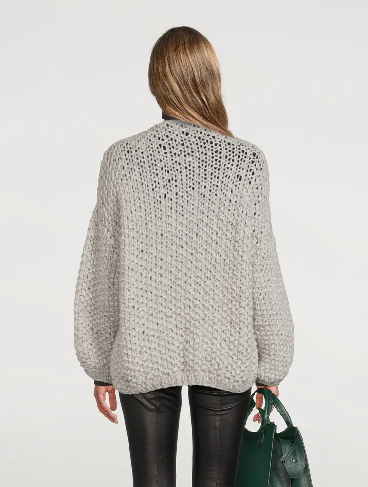 Pearl Pattern Alpaca-Blend Cardigan